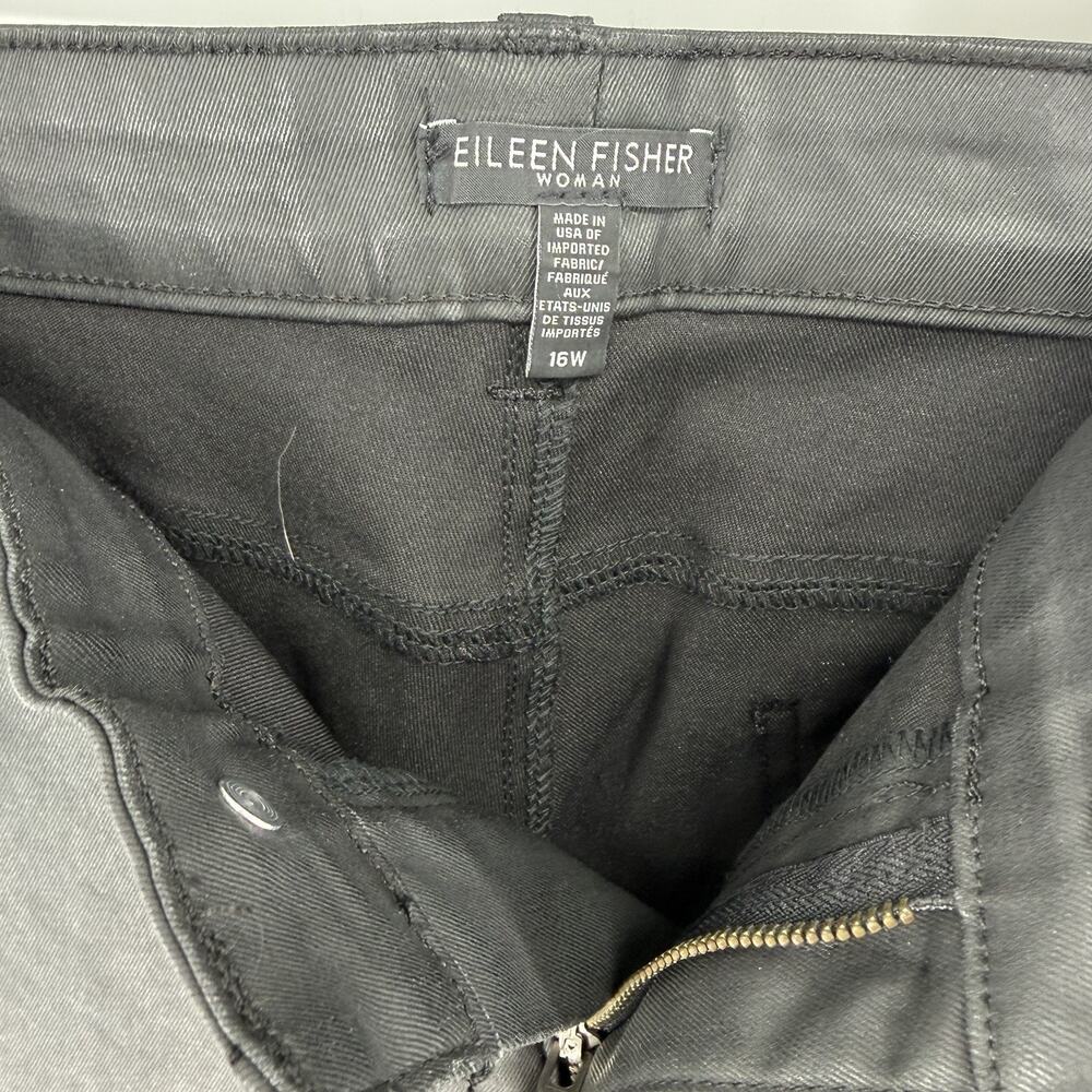 Eileen Fisher Women’s Black Faux Leather Retro Pants Size 16W - Picture 2 of 7